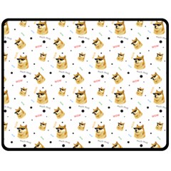 Doge Much Thug Wow Pattern Funny Kekistan Meme Dog White Fleece Blanket (medium)  by snek