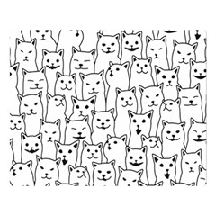 Funny Cat Pattern Organic Style Minimalist On White Background Double Sided Flano Blanket (large)  by genx