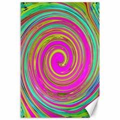 Groovy Abstract Pink, Turquoise And Yellow Swirl Canvas 12  X 18  by myrubiogarden