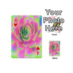 Lime Green And Pink Succulent Sedum Rosette Playing Cards 54 (Mini) Front - Heart4