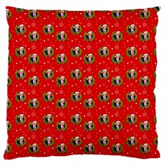 Trump Wrait Pattern Make Christmas Great Again Maga Funny Red Gift With Snowflakes And Trump Face Smiling Large Cushion Case (two Sides) by snek