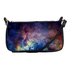 Lagoon Nebula Interstellar Cloud Pastel Pink, Turquoise And Yellow Stars Shoulder Clutch Bag by genx