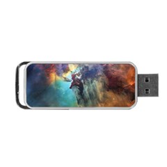 Lagoon Nebula Interstellar Cloud Pastel Pink, Turquoise And Yellow Stars Portable Usb Flash (two Sides) by genx