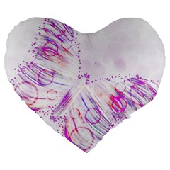 Colorful Butterfly Purple Large 19  Premium Heart Shape Cushions by Mariart