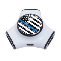 Usa Flag The Thin Blue Line I Back The Blue Usa Flag Grunge On White Background 3-port Usb Hub by snek