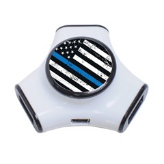 Usa Flag The Thin Blue Line I Back The Blue Usa Flag Grunge On Black Background 3-port Usb Hub by snek