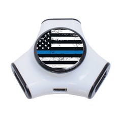 I Back The Blue The Thin Blue Line With Grunge Us Flag 3-port Usb Hub by snek