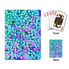 Blue And Hot Pink Succulent Sedum Flowers Detail Playing Cards Single Design by myrubiogarden