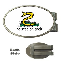 No Step On Snek Gadsden Flag Meme Parody On White Background Money Clips (oval)  by snek