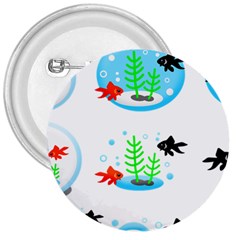 Fishbowl Fish Goldfish Water 3  Buttons by Wegoenart