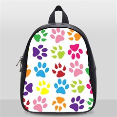 Paw Print Paw Prints Background School Bag (small) by Wegoenart