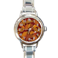 Leaves Pattern Round Italian Charm Watch by Wegoenart