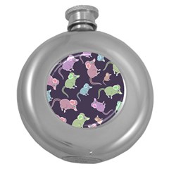 Animals Mouse Cartoon Pet Round Hip Flask (5 Oz) by Wegoenart