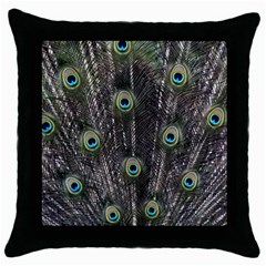 Background Peacock Feathers Throw Pillow Case (black) by Wegoenart