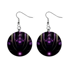 Fractal Purple Elements Violet Mini Button Earrings by Wegoenart