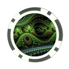 Fractal Green Gears Fantasy Poker Chip Card Guard by Wegoenart