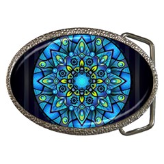 Mandala Blue Abstract Circle Belt Buckles by Wegoenart