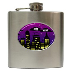 City Architecture Night Skyscraper Hip Flask (6 Oz) by Wegoenart