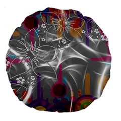 Flora Entwine Fractals Flowers Large 18  Premium Round Cushions by Wegoenart