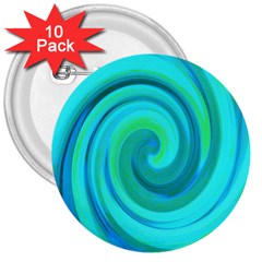 Groovy Cool Abstract Aqua Liquid Art Swirl Painting 3  Buttons (10 Pack)  by myrubiogarden