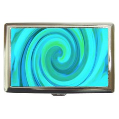 Groovy Cool Abstract Aqua Liquid Art Swirl Painting Cigarette Money Case by myrubiogarden