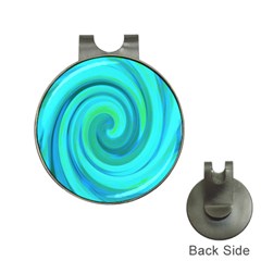 Groovy Cool Abstract Aqua Liquid Art Swirl Painting Hat Clips With Golf Markers by myrubiogarden