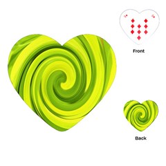 Groovy Abstract Green Liquid Art Swirl Painting Playing Cards (heart) by myrubiogarden