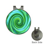 Groovy Abstract Turquoise Liquid Swirl Painting Hat Clips with Golf Markers Front