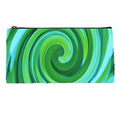 Groovy Abstract Turquoise Liquid Swirl Painting Pencil Cases by myrubiogarden