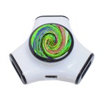 Groovy Abstract Green And Crimson Liquid Swirl 3-Port USB Hub Front