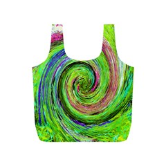 Groovy Abstract Green And Crimson Liquid Swirl Full Print Recycle Bag (s) by myrubiogarden