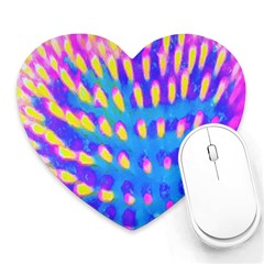 Pink, Blue And Yellow Abstract Coneflower Heart Mousepads by myrubiogarden