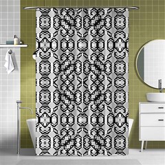 Black And White Intricate Modern Geometric Pattern Shower Curtain 48  X 72  (small)  by dflcprintsclothing