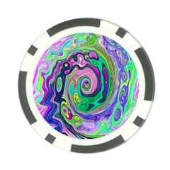 Groovy Abstract Aqua And Navy Lava Liquid Swirl Poker Chip Card Guard by myrubiogarden