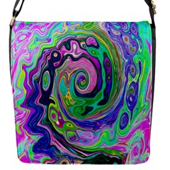 Groovy Abstract Aqua And Navy Lava Liquid Swirl Flap Closure Messenger Bag (s) by myrubiogarden