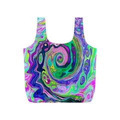 Groovy Abstract Aqua And Navy Lava Liquid Swirl Full Print Recycle Bag (s) by myrubiogarden