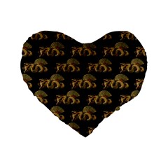 Dragon Motif Print Pattern Standard 16  Premium Flano Heart Shape Cushions by dflcprintsclothing