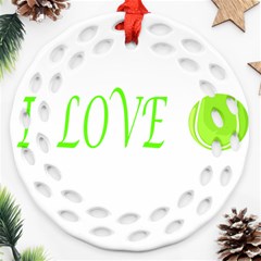 I Lovetennis Ornament (round Filigree) by Greencreations