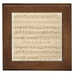 Vintage Beige Music Notes Framed Tiles by Pakrebo