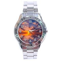 Sunset Dawn Sea Sun Nature Stainless Steel Analogue Watch by Pakrebo