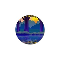 Illustration Vector Forest Nature Golf Ball Marker (10 Pack) by Pakrebo