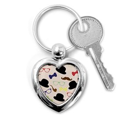 Moustache Hat Bowler Bowler Hat Key Chains (heart)  by Pakrebo