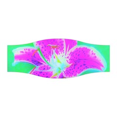 Hot Pink Stargazer Lily On Turquoise Blue And Green Stretchable Headband by myrubiogarden