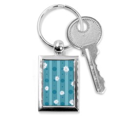 Gardenia Flowers White Blue Key Chains (rectangle)  by Pakrebo