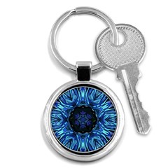 Background Blue Flower Key Chains (round)  by Pakrebo