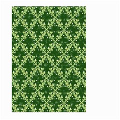 White Flowers Green Damask Large Garden Flag (two Sides) by Pakrebo