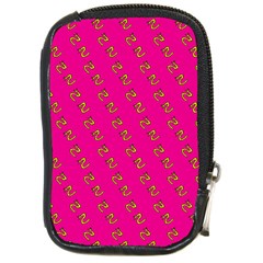 No Step On Snek Pattern Pink Background Meme Compact Camera Leather Case by snek