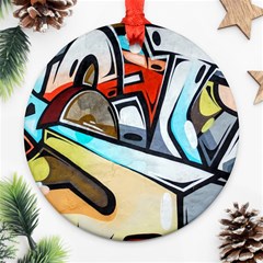 Blue Face King Graffiti Street Art Urban Blue And Orange Face Abstract Hiphop Ornament (round) by genx