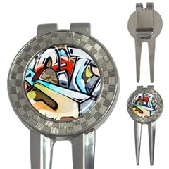 Blue Face King Graffiti Street Art Urban Blue And Orange Face Abstract Hiphop 3-in-1 Golf Divots by genx