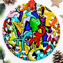 Graffiti Abstract With Colorful Tubes And Biology Artery Theme Ornament (round Filigree) by genx